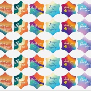 360 holographic 1.5 inch thank you shipping stickers rainbow star shaped seals